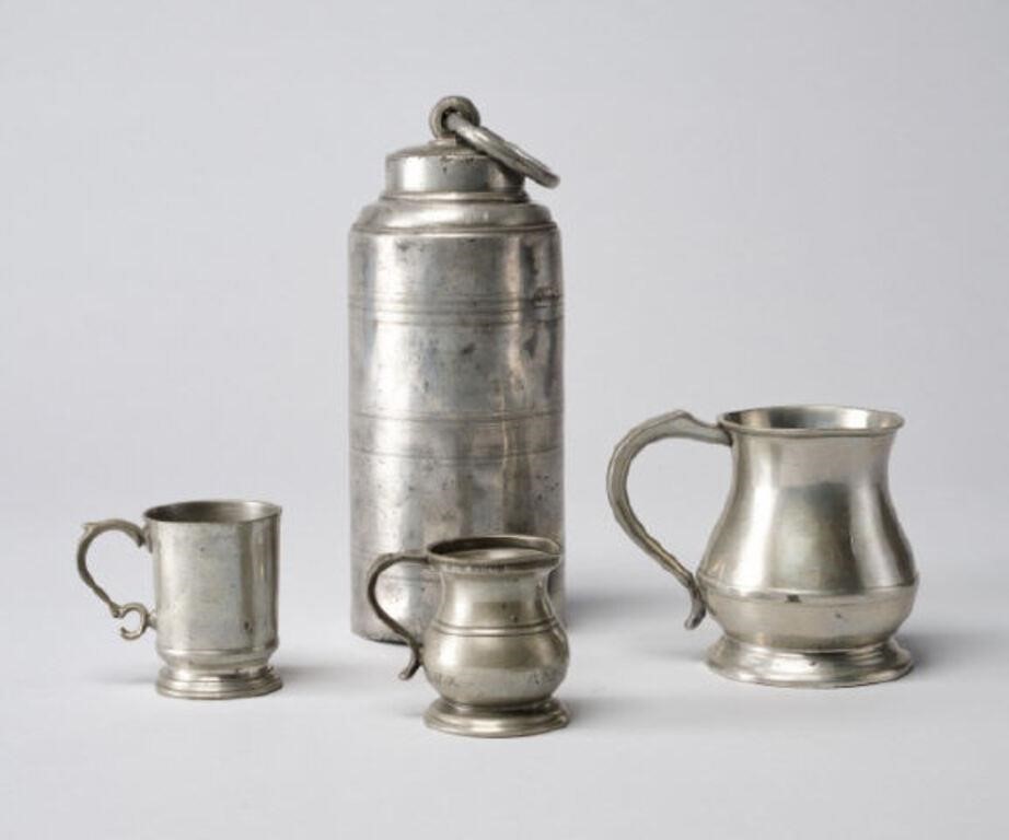 Appraisal: Three pewter tankards pint to pint with verification marks for