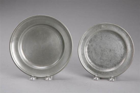 Appraisal: TWO PEWTER PLATES Touch for Richard Austin Boston ca -