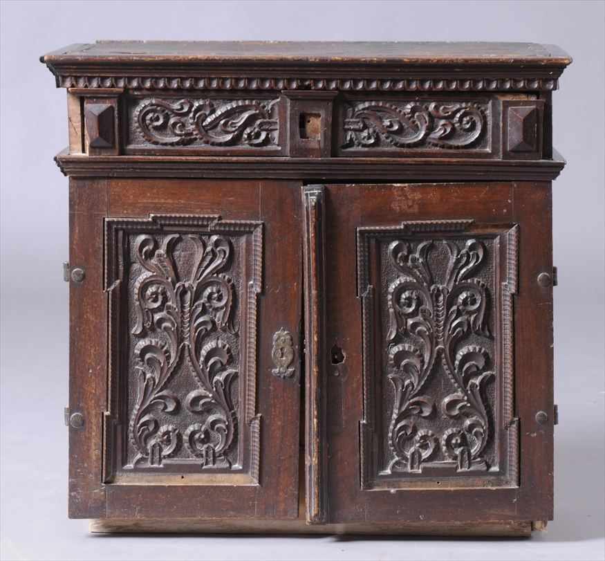 Appraisal: ITALIAN BAROQUE STYLE CARVED WALNUT CREDENZA The long frieze drawer