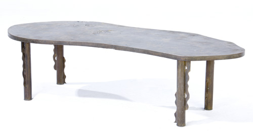 Appraisal: PHILIP and KELVIN LAVERNE Bronze coffee table depicting a Greco-Roman