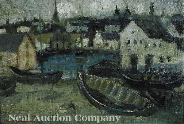 Appraisal: Knute Heldner Swedish New Orleans - Swedish Fishing Village oil