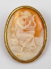 Appraisal: A carved shell cameo of a classical figure in an