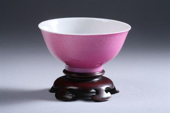 Appraisal: CHINESE RUBY-GLAZED PORCELAIN BOWL Yongzheng four character overglazed mark Republic