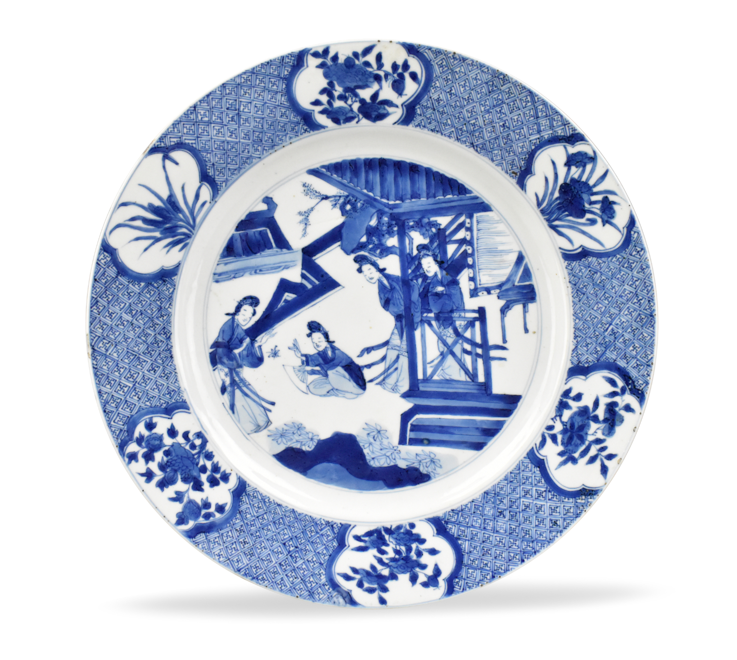 Appraisal: Chinese Kangxi Period bleu and white plate with court figures