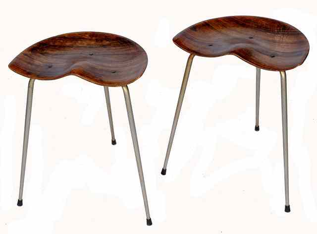 Appraisal: Attributed to Arne Jacobsen a pair of stools moulded plywood