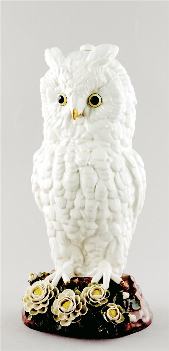 Appraisal: Mottahedeh porcelain figure of owl white figure perched on floral