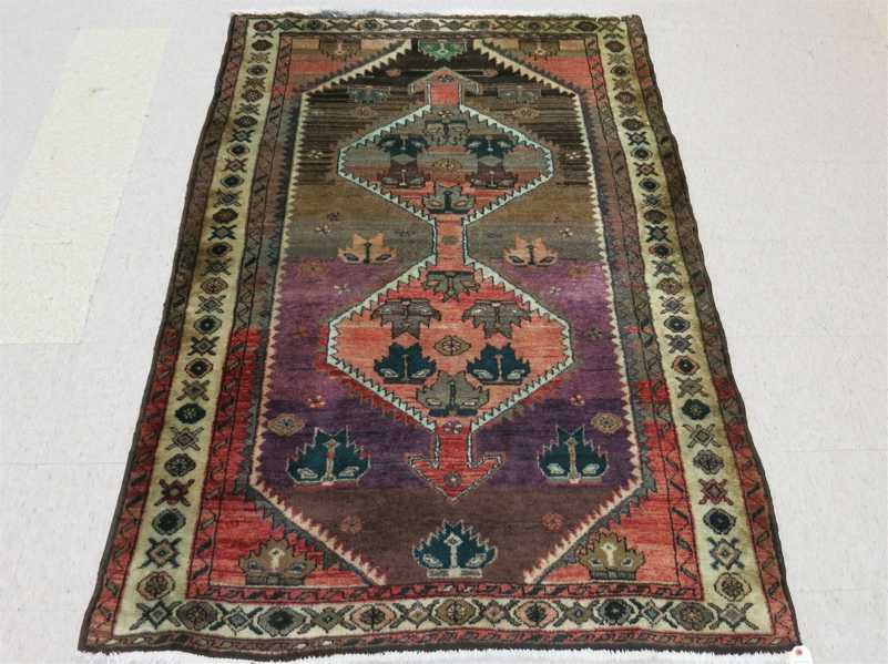 Appraisal: SEMI-ANTIQUE PERSIAN HAMADAN TRIBAL AREA RUG northwestern Iran double geometric