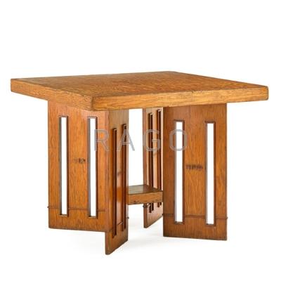 Appraisal: FRANK LLOYD WRIGHT - Usonian table s Douglas fir plywood