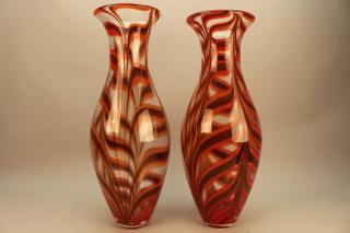 Appraisal: Large Hand Blown Multicolored Glass Vases Large Hand Blown Multicolored