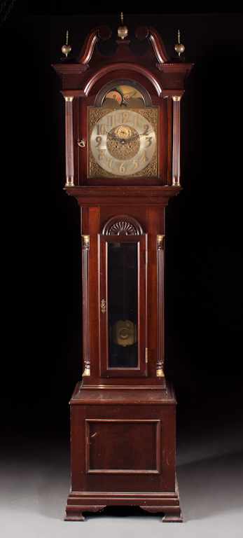 Appraisal: Chippendale style mahogany tall-case clock Waterbury Clock Co Hall Clock