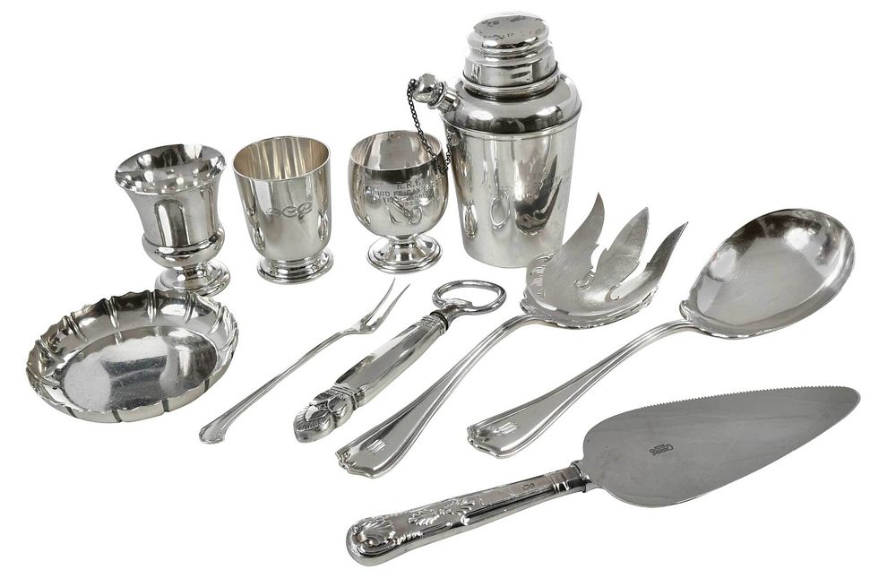 Appraisal: Ten Sterling Table Items th century including American sterling cocktail