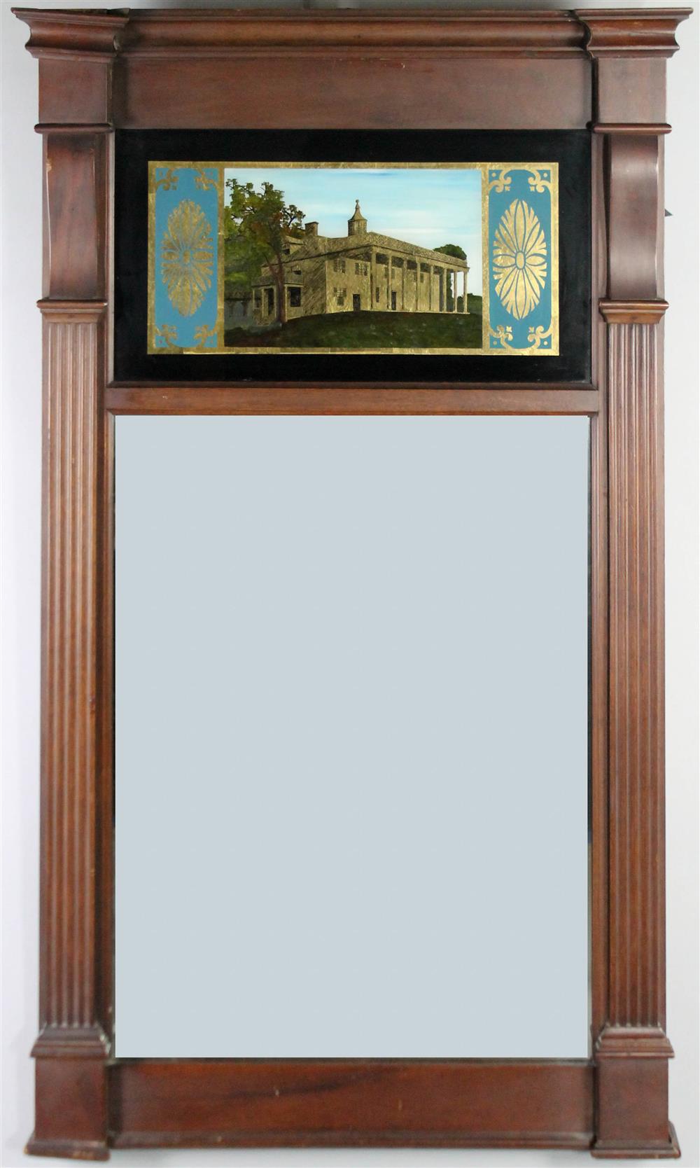 Appraisal: FEDERAL STYLE MOUNT VERNON EGLOMISE MIRROR having a step back