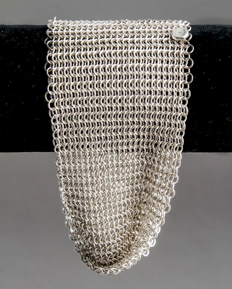 Appraisal: Elsa Peretti for Tiffany Co Silver Mesh Bracelet Elsa Peretti