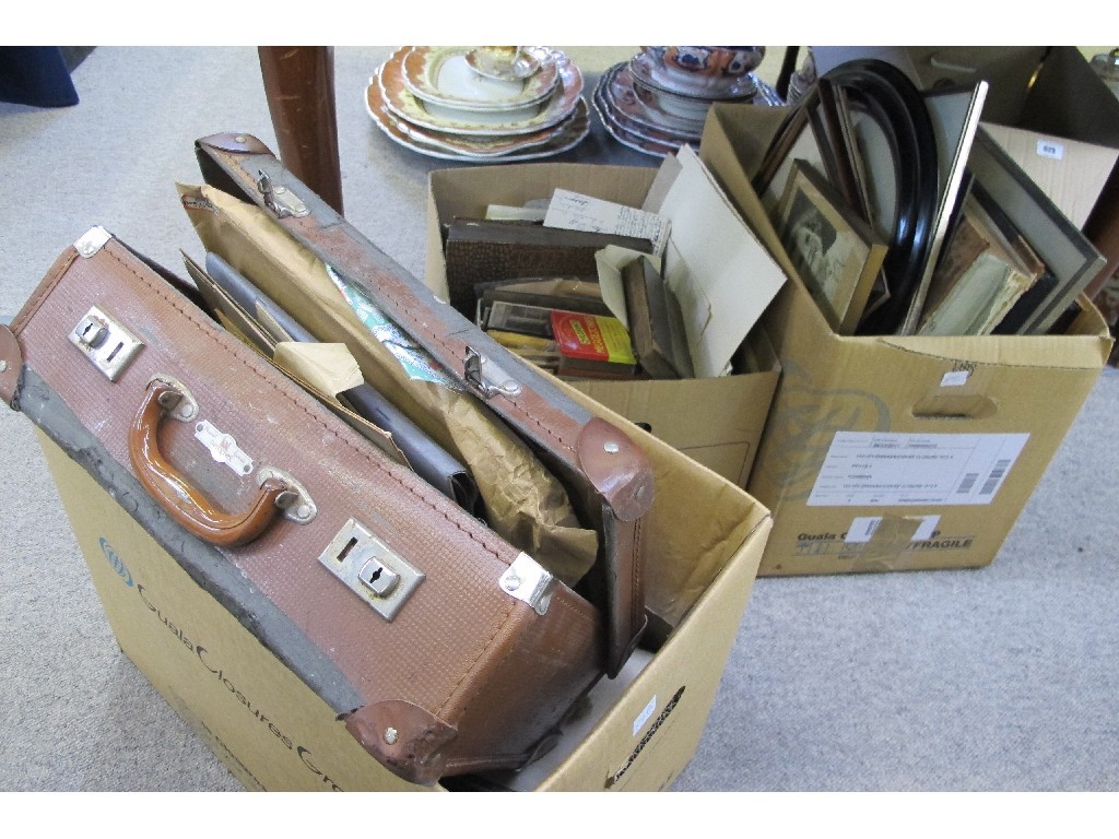 Appraisal: Three boxes of photographs papers books etc