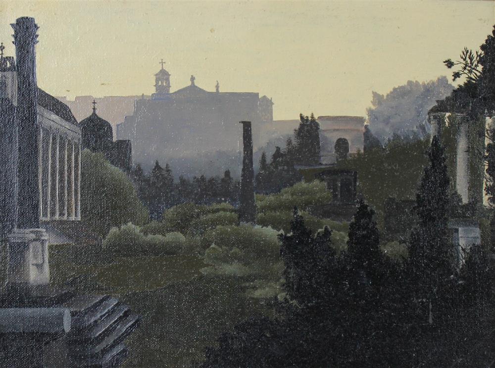 Appraisal: ITALIAN SCENE AT DAWN POSSIBLY ROME Oil on canvasboard x