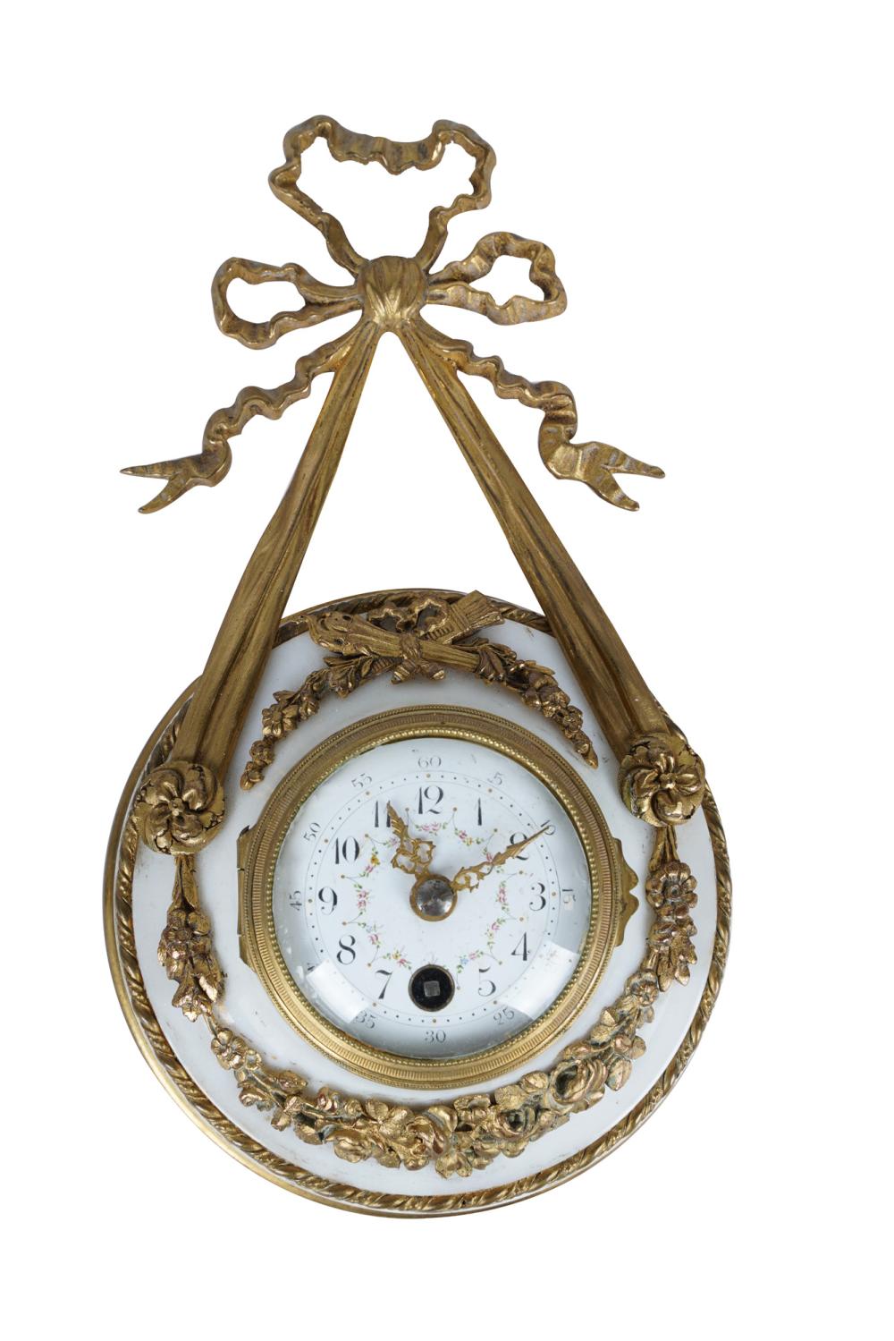 Appraisal: FRENCH GILT BRONZE MARBLE CLOCKCondition no key inches long Condition