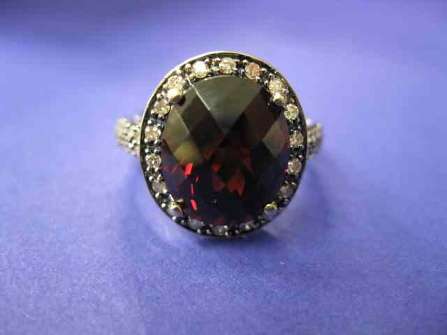 Appraisal: Garnet Diamond Ring stunning carat gem with diamonds totaling carat