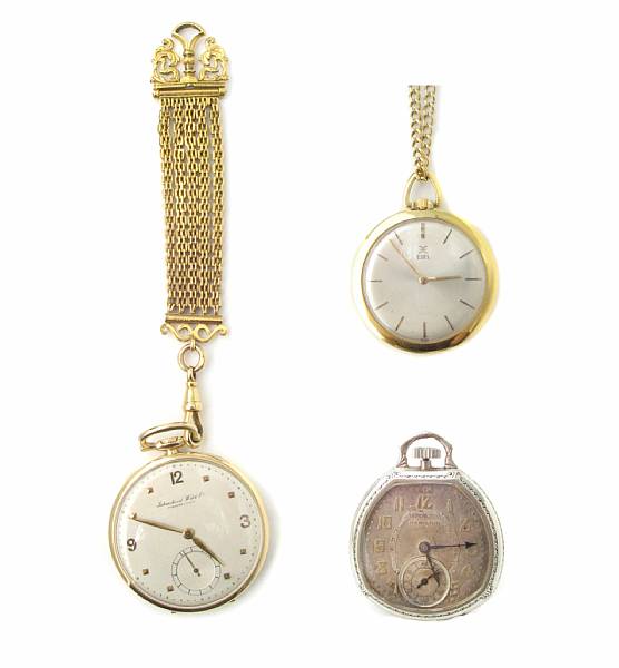 Appraisal: A collection of three pocket watches including a k International