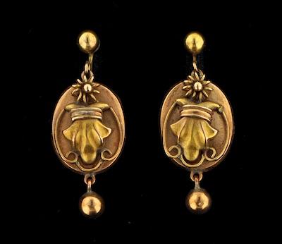 Appraisal: A Pair of Victorian Earrings In two parts one being