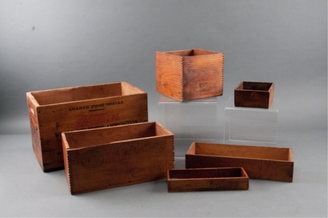 Appraisal: Six Vintage Wooden Boxes pieces total Western World Champion Ammunition