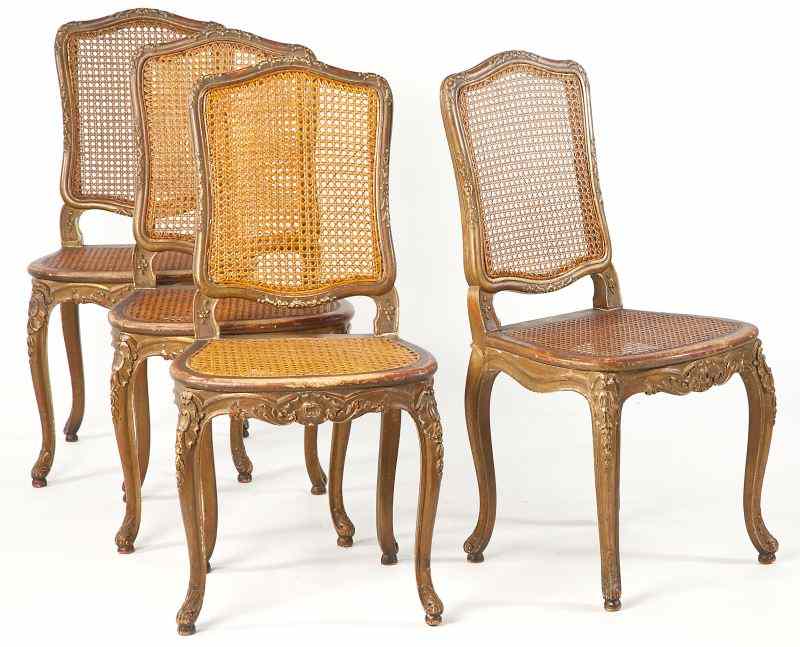 Appraisal: Set of Four Louis XV Style Side Chairslate th century