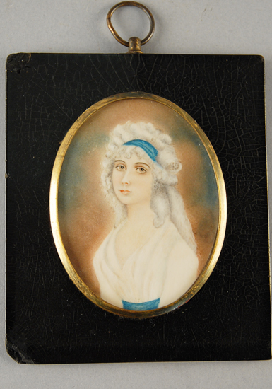 Appraisal: Unsigned E th C Portrait of a Young Woman watercolor