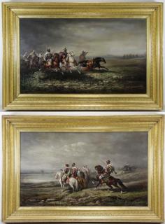 Appraisal: RITTER Paul Pair of Oils on Canvas Ara Warriors on