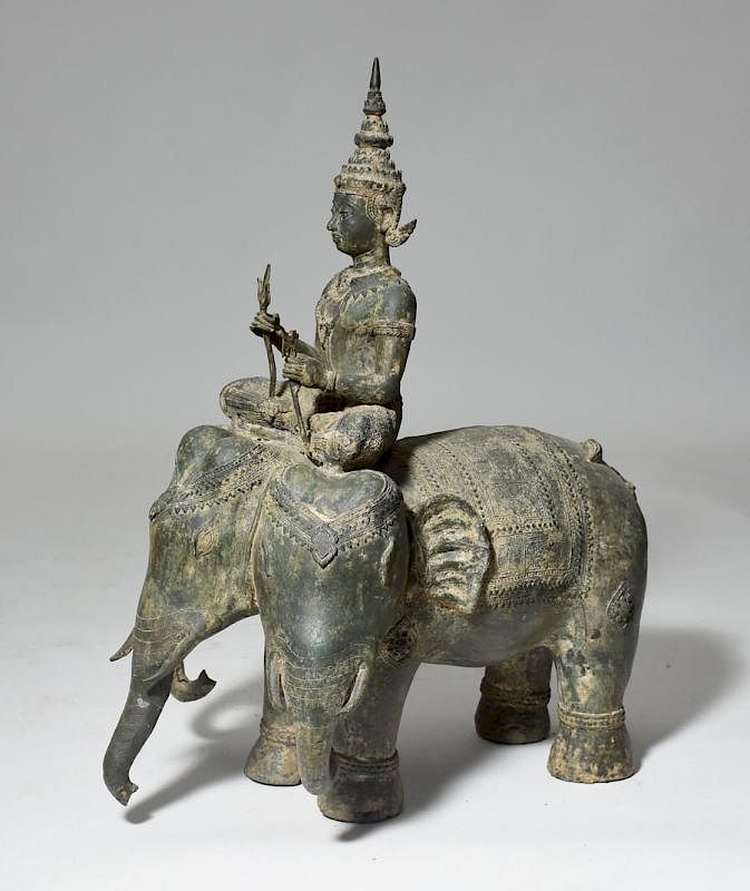 Appraisal: Deity a three headed elephant Deity a three headed elephant