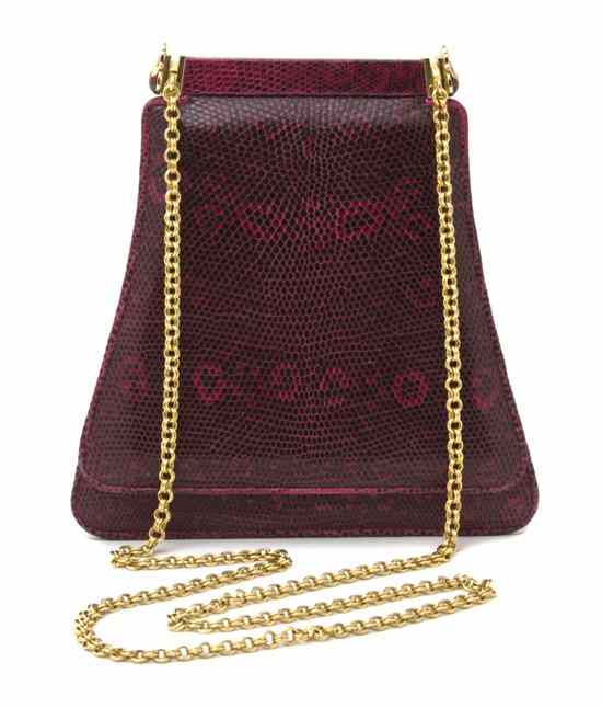 Appraisal: A Judith Leiber Pink Lizardskin Bag goldtone chainlink shoulder strap