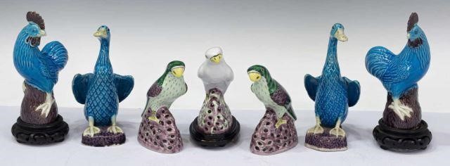 Appraisal: lot of Chinese porcelain figures including parrot incense holders one