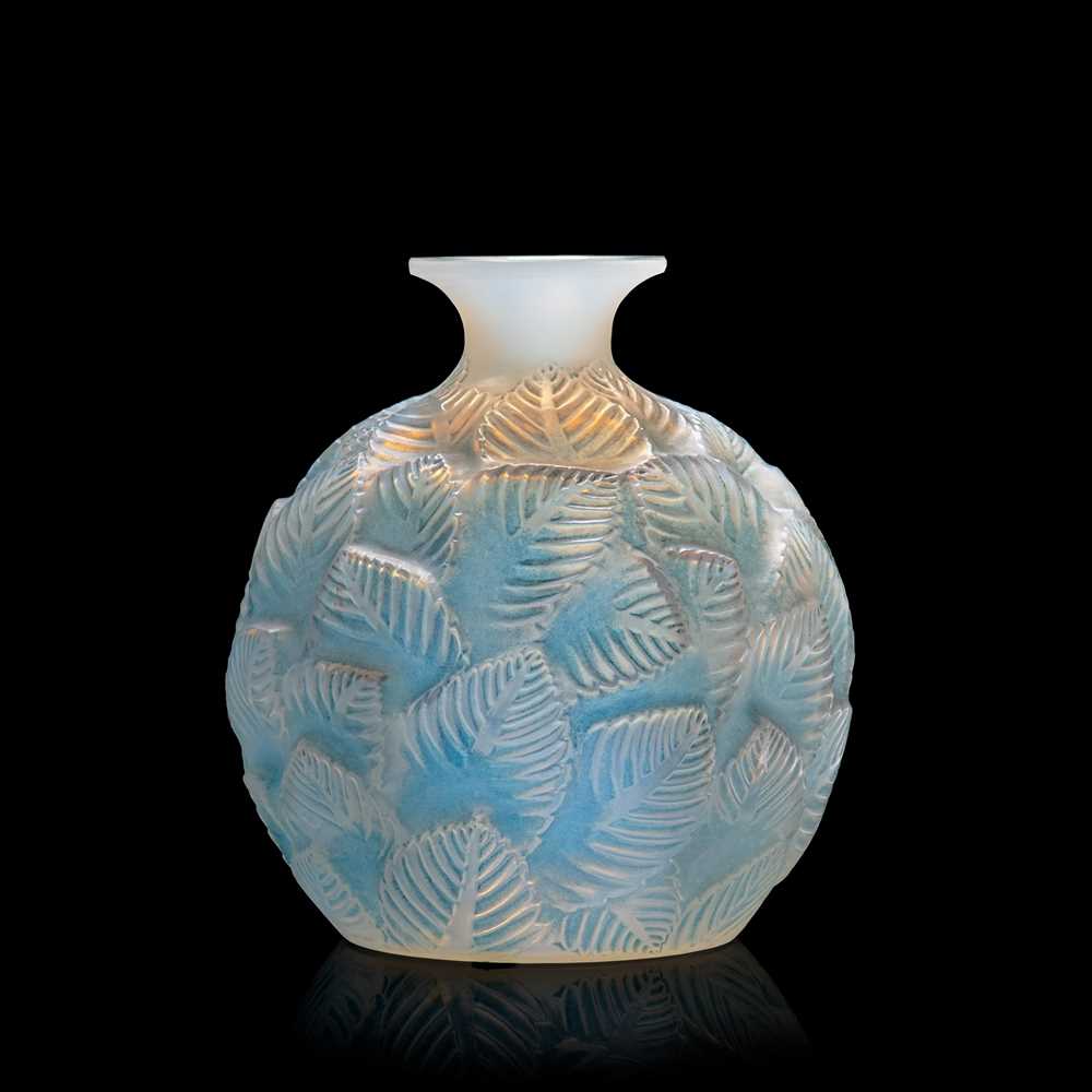 Appraisal: REN LALIQUE FRENCH - ORMEAUX VASE NO designed doubled-cased opalescent