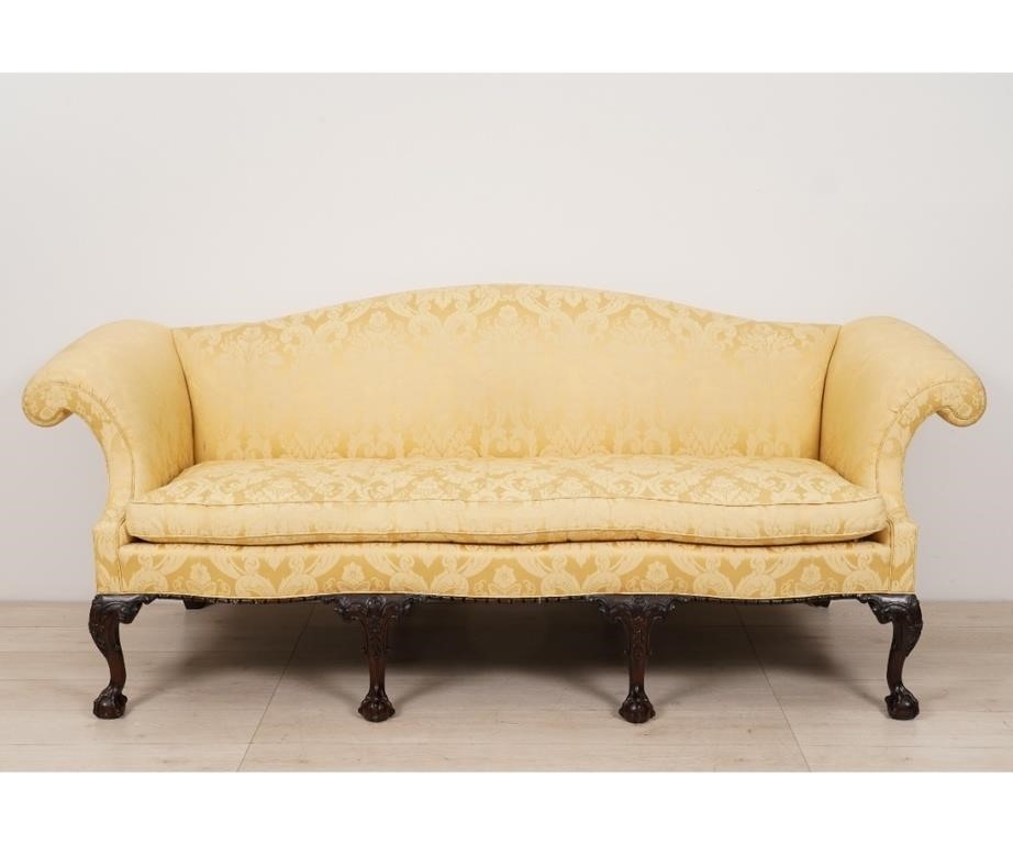 Appraisal: Stickley Chippendale style mahogany camelback sofa from the Colonial Williamsburg