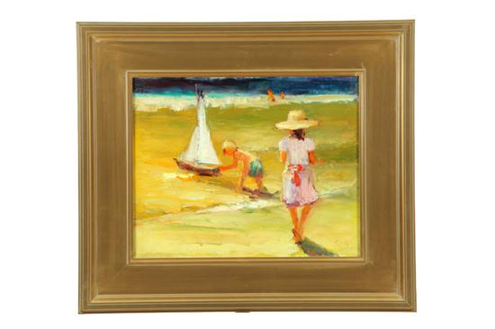 Appraisal: BEACH SCENE SIGNED ''ROSS'' AMERICAN LATE TH CENTURY Oil on