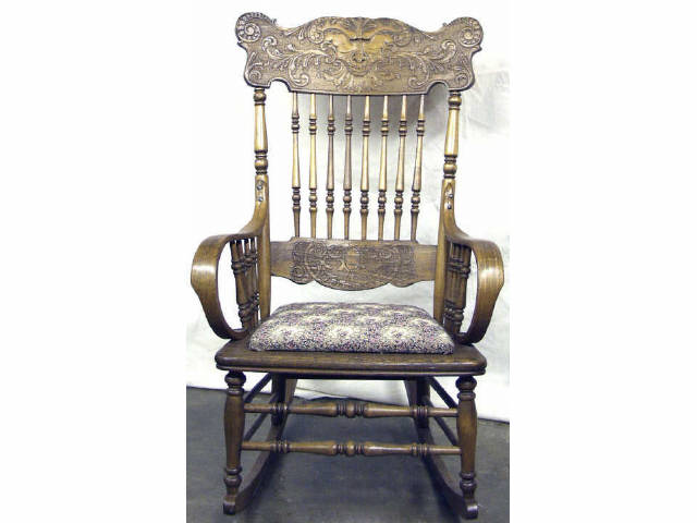 Appraisal: Antique spindle bentwood arm rocking chair with man of the