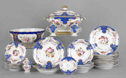 Appraisal: Paris porcelain dinner service ca with floral decoration and cobalt