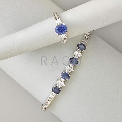 Appraisal: SAPPHIRE AND DIAMOND K GOLD RING AND BRACELET k wg