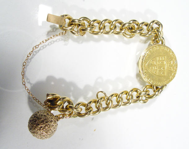 Appraisal: ct gold bracelet set with a Georgian coin and a