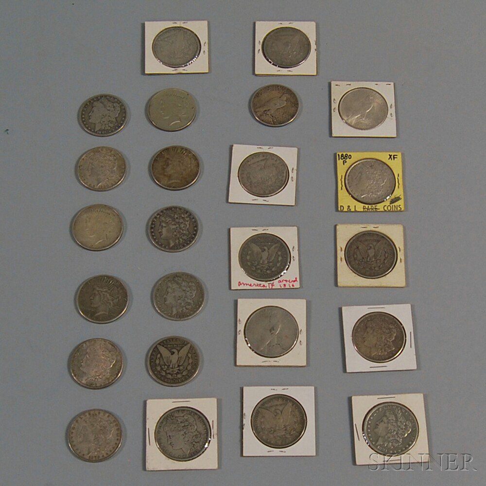 Appraisal: Twenty-four U S Liberty Head Morgan and Peace Silver Dollars