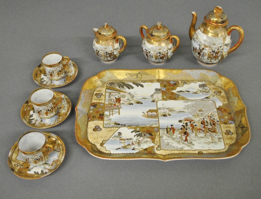 Appraisal: - Japanese Kutani porcelain tea set with tray late th