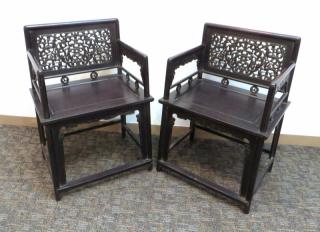 Appraisal: Pair Of Zitan Chairs Pair Of Zitan Chairs Chinese Zitan