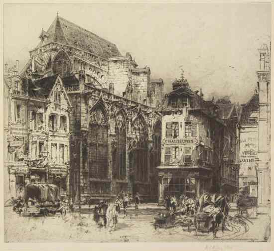 Appraisal: Hedly Fitton British - Church of St John Troyes etching