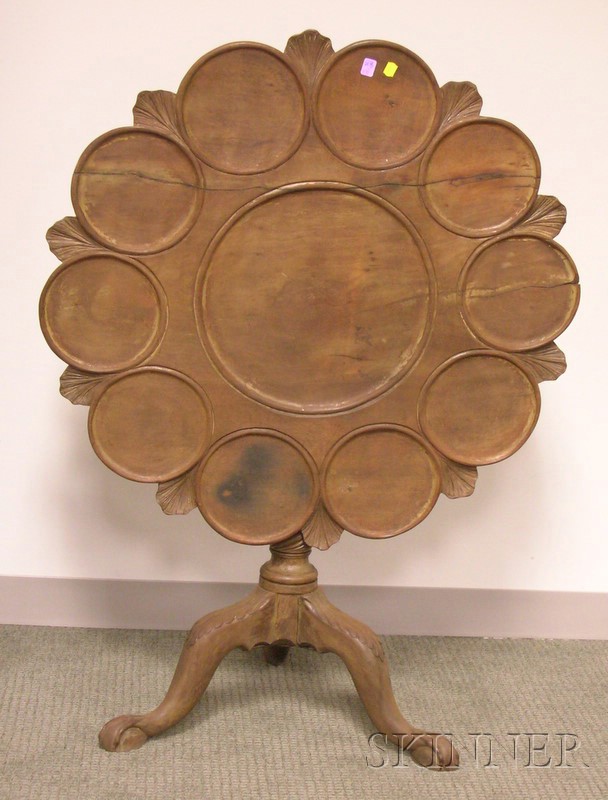 Appraisal: Georgian Carved Mahogany Tilt-top Supper Table dia in