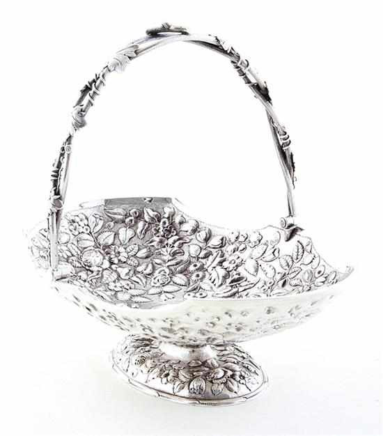 Appraisal: American sterling basket by Peter Krider Philadelphia circa pivoting twig-and-vine