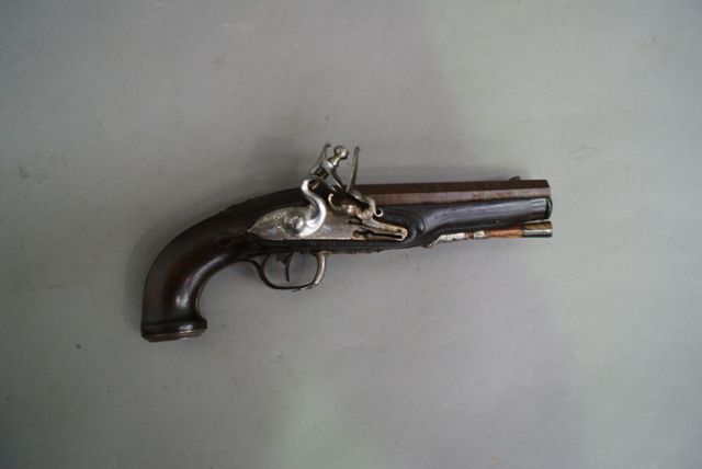 Appraisal: A French great coat flintlock single shot pistol caliber inch