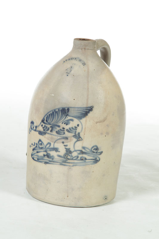 Appraisal: STONEWARE JUG American nd half- th century Impressed label ''Troy