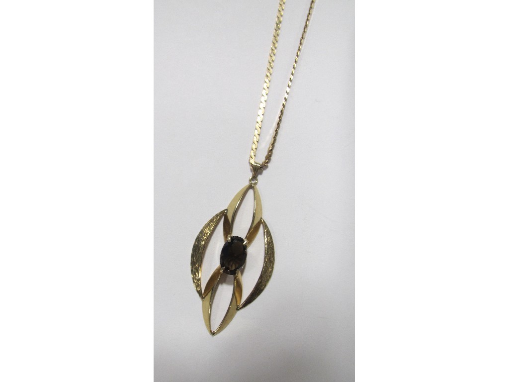 Appraisal: Nine carat gold smokey topaz set pendant on ct gold