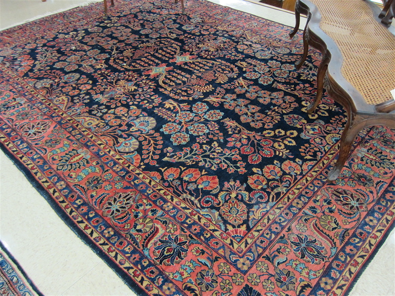 Appraisal: SEMI-ANTIQUE PERSIAN BLUE FIELD SAROUK CARPET Arak Province northeastern Iran