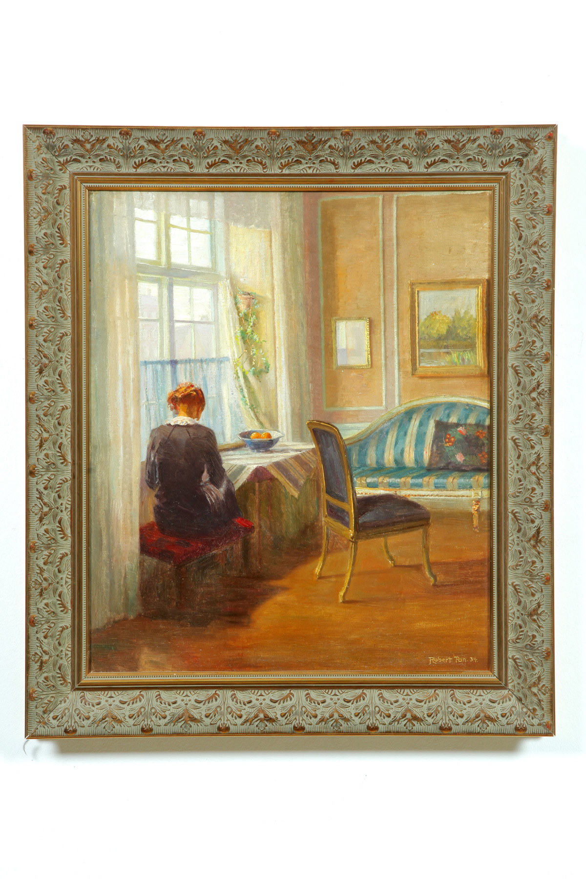 Appraisal: INTERIOR SCENE BY ROBERT PANITZSCH GERMANY - Oil on canvas