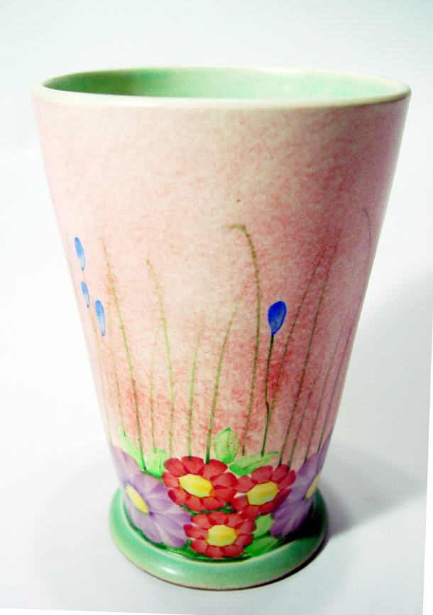 Appraisal: Radford Art Deco pottery vase hand painted with flowers printed