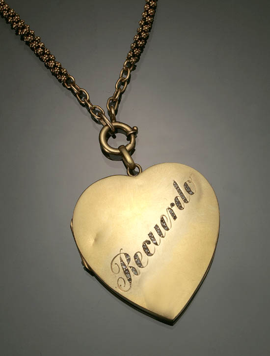 Appraisal: Victorian Tested -Karat Yellow-Gold and Diamond 'Heart' Locket and Chain